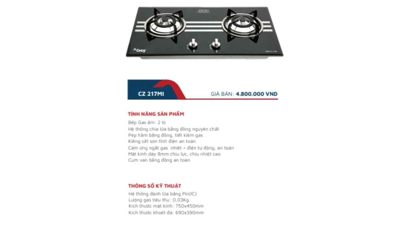 Bếp gas âm Canzy CZ-217MI