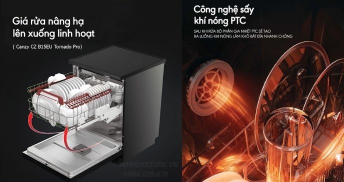 Máy rửa chén Canzy CZ-B15EU Tornado Pro công nghệ Đức cao cấp