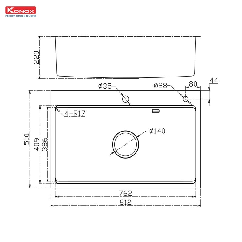 Chậu rửa bát chống xước Top Mount Sink KN8151TS Dekor Full