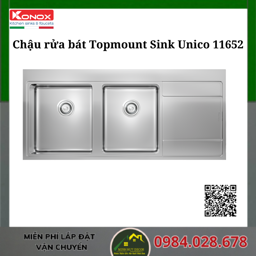Chậu rửa bát Topmount Sink Unico 11652