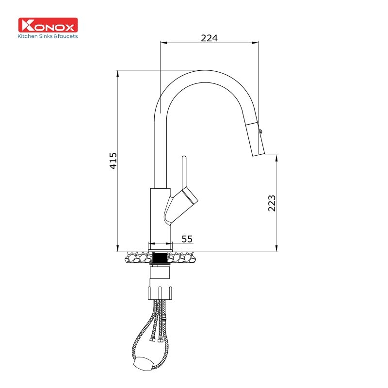 Vòi rửa bát dây rút Ponte Chrome