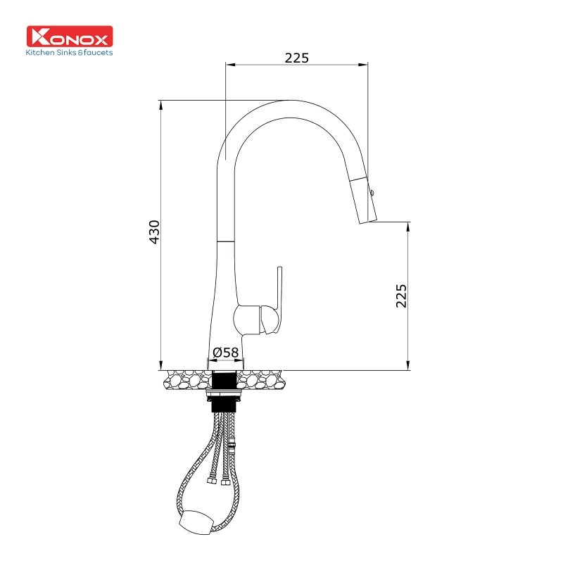 Vòi rửa bát dây rút Curva Black