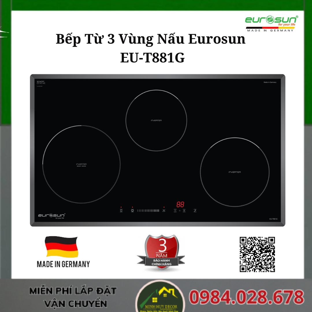 Bếp Từ 3 Vùng Nấu Eurosun EU-T881G- Made in Germany