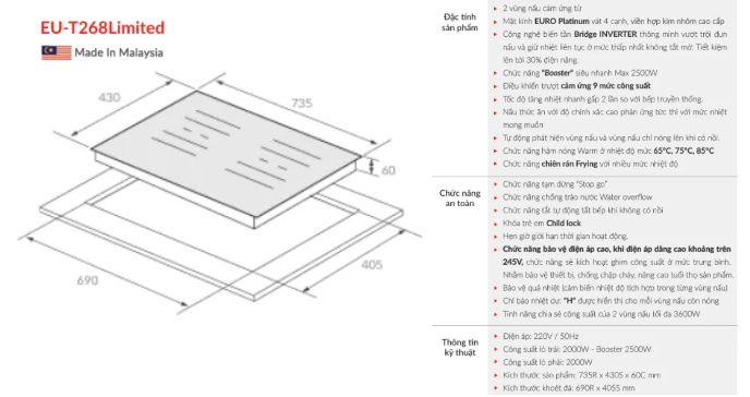 Lắp đặt bếp từ Eurosun EU-T268Limited tại Minh Huy Store Quận 12