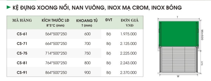 Kệ Đựng Xoang Nồi, Nan Vuông, Inox Mạ Crom, Inox Bóng