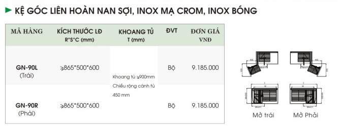 Kệ Góc Liên Hoàn Nan Sợi, Inox Mạ Crom, Inox Bóng