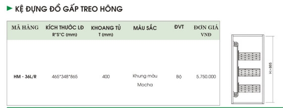 KỆ ĐỰNG ĐỒ GẤP TREO HÔNG HM-36L/R