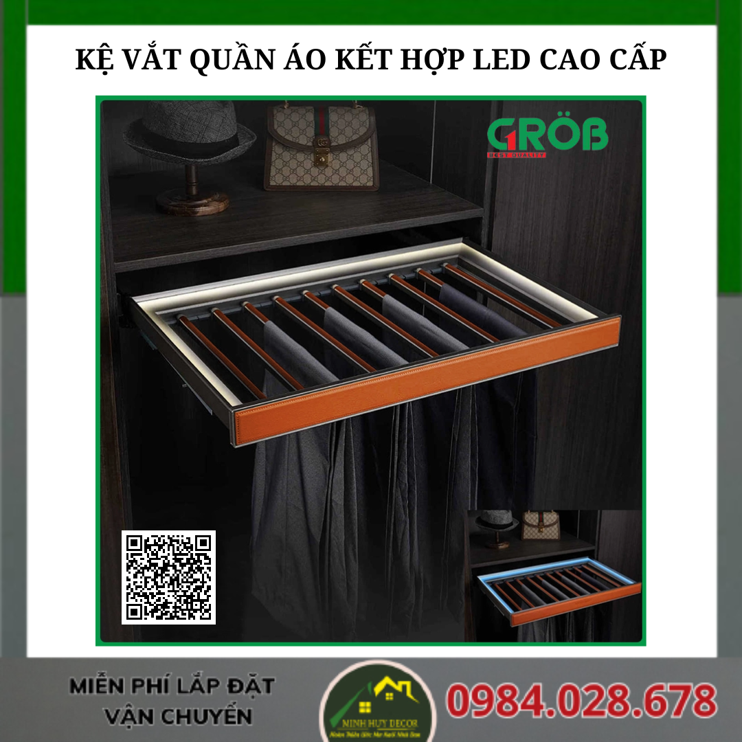 KỆ VẮT QUẦN ÁO KẾT HỢP LED CAO CẤP