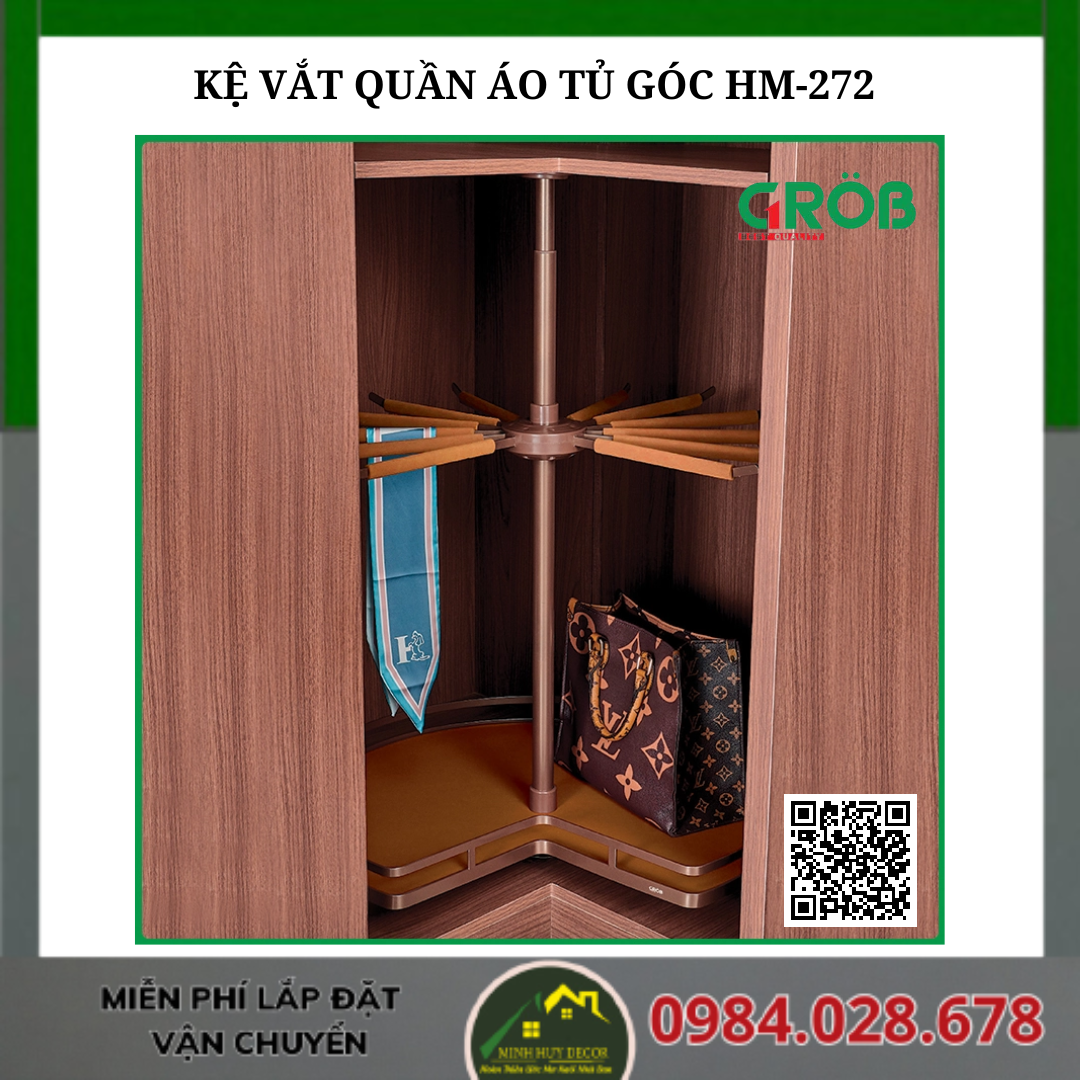 KỆ VẮT QUẦN ÁO TỦ GÓC HM-272