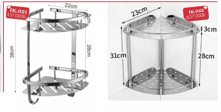 KỆ GÓC CHIẾC LÁ IK.021/IK.022