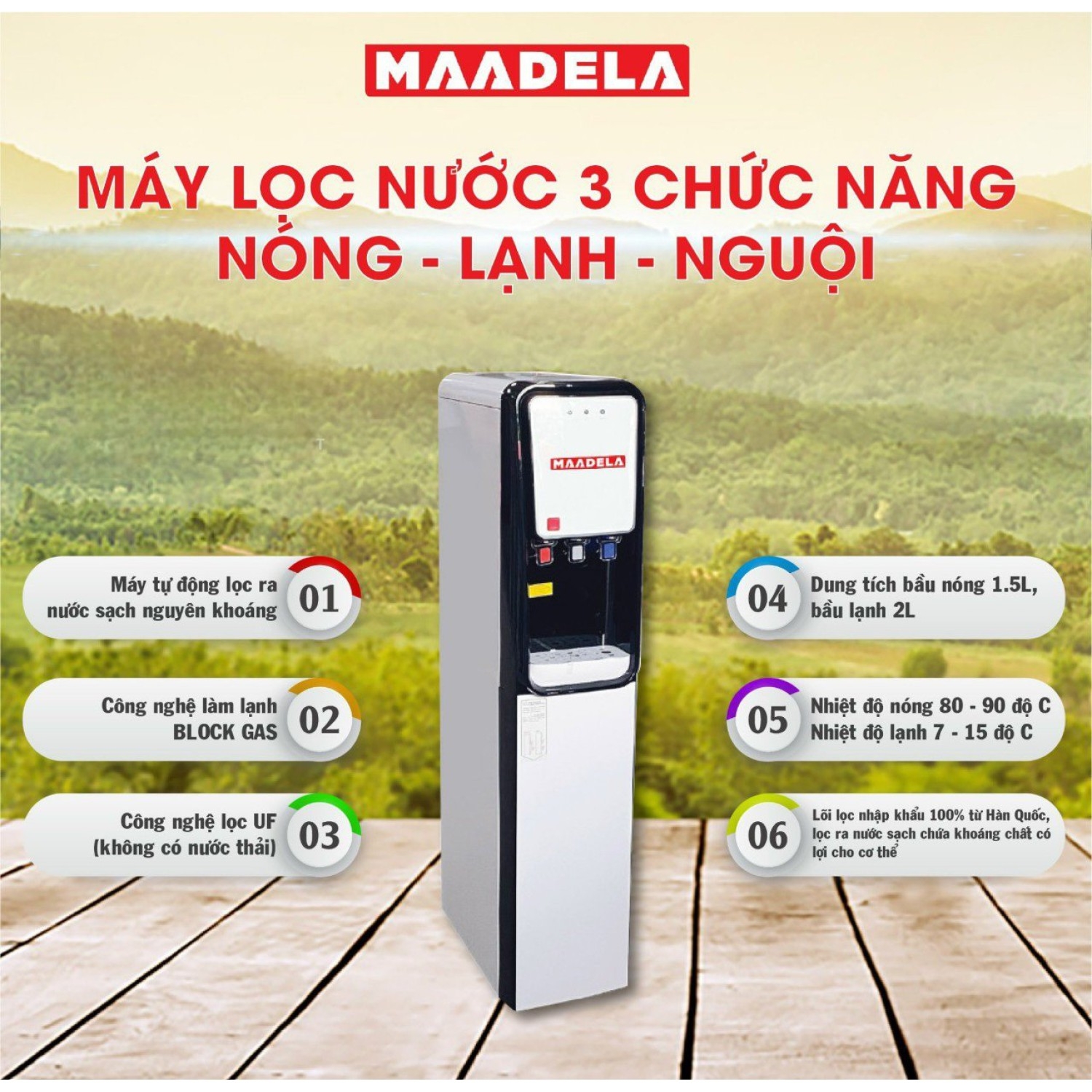 Máy lọc nước Maadela M98UF 3 vòi nóng-lạnh-nguội