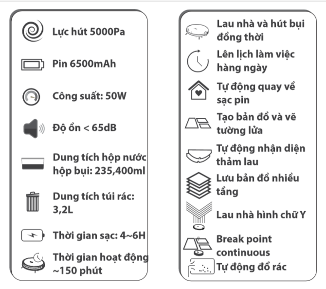 Robot hút bụi lau nhà Hubert HB-S68-PLUS